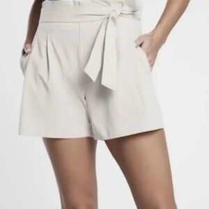 Athleta Skylight Short II Cream High-Waist Tie-Belt Women’s Shorts